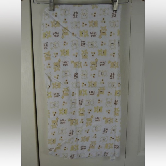 Cudlie Baby Bear Receiving Blanket White Tan Brown Flannel ABC Star - Picture 5 of 6